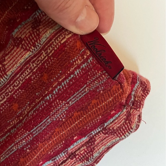 Woolrich Aztec Geometric Red Tan 1/4 Zip Cotton Pullover Women's Large - Picture 2 of 7